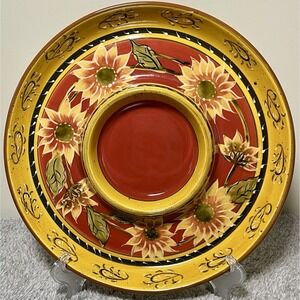 Pier 1 Imports Sunflower Chip/Veggie Dip Serving Platter ~ Hand-painted